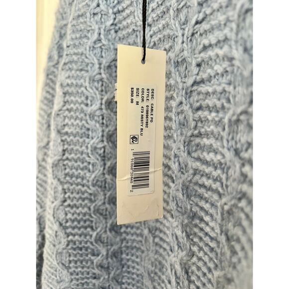 NWT $350 Rebecca Taylor Cable Knit Sweater MEDIUM Misty Blue Pullover Wool Blnd - Picture 4 of 8